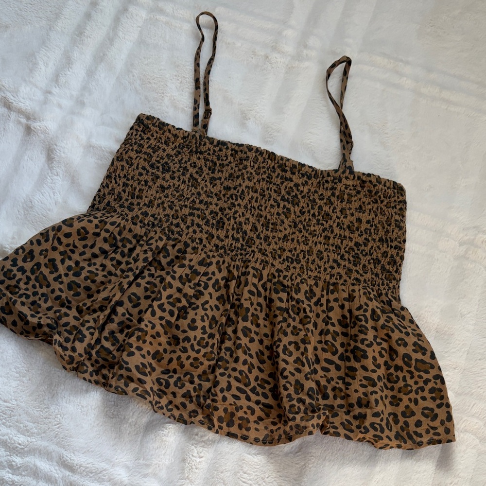 American Eagle Leopard Print Peplum Top